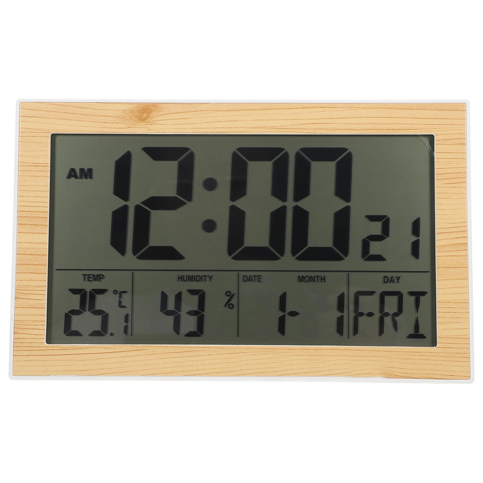 Generico Orologio Digitale da Parete da Tavolo Grande Schermo, Sveglia Elettronica Multifunzione Abs Calendario e Rilevazione Temperatura, Compatto per Camera da Letto, Soggiorno e Studio