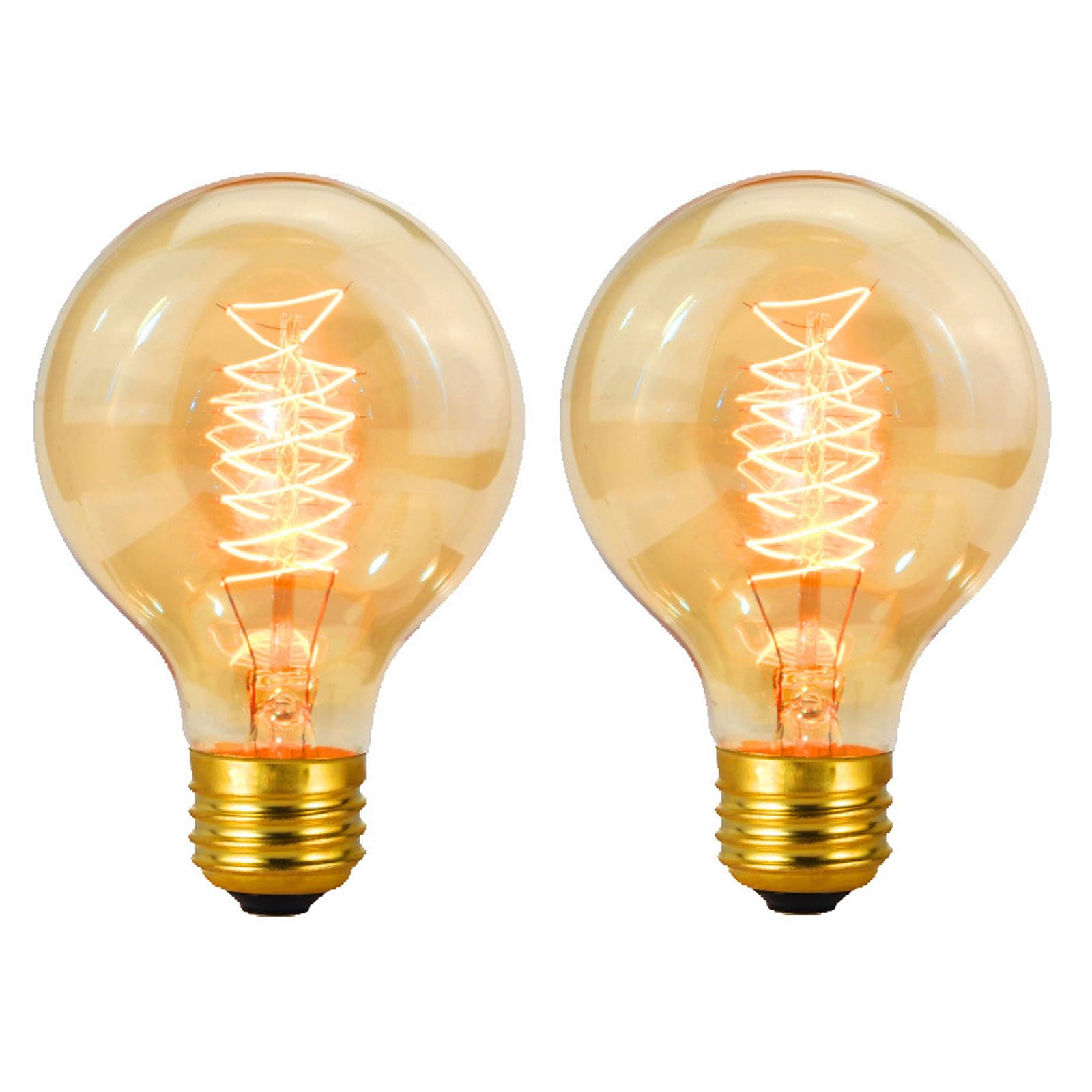Toyhood 2 Pcs Vintage G80 Edison Light Bulb 4̣0̣Ẉạṭṭ, Dimmable E27 Screw Bulb, Decorative Spiral Filament Bulbs Soft Warm White 2700K