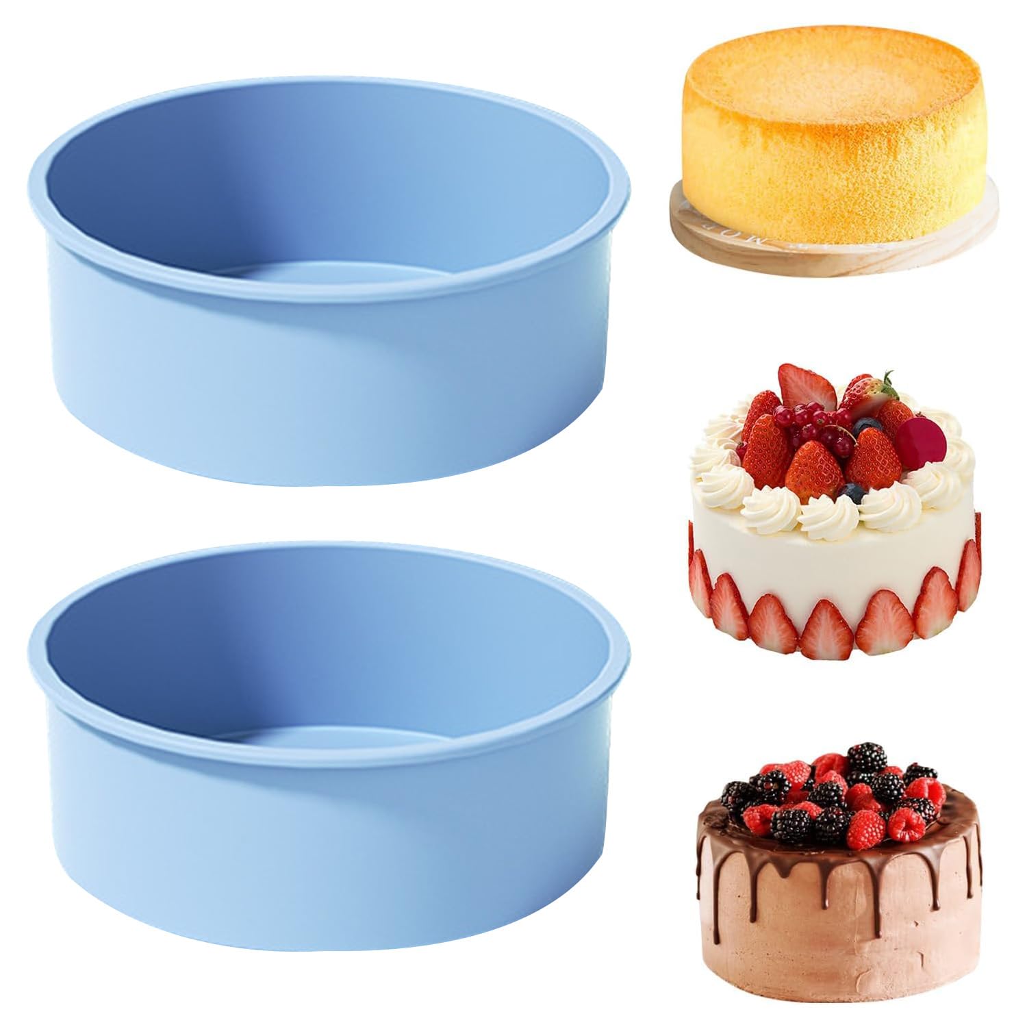 SILIVO Siliconen Bakvorm Rondklein 15cm, 2 Stuks Siliconen Ovenschaal, Klein Voor Heteluchtfriteuse, Anti-aanbaklaag Taartvorm 15cm Rond voor Kleine Taart