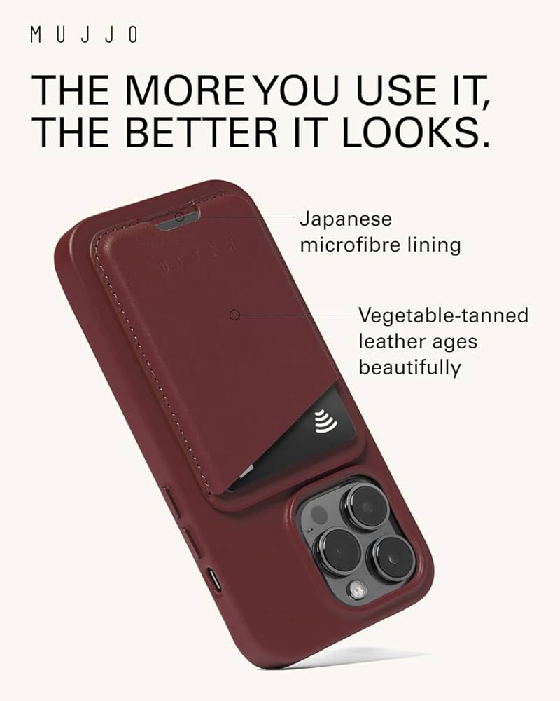 Mujjo Full Leather Magnetic Wallet for iPhone 16/15/14/13/12