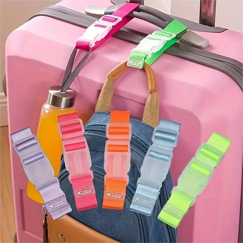 Image of Ximimark 6pcs Colorful Luggage Belts, Travel Portable Adjustable Luggage Seat Belt with Release Buckle, Luggage Travel Accessories, Easy to Carry, Car Travel Outdoor Practical Straps