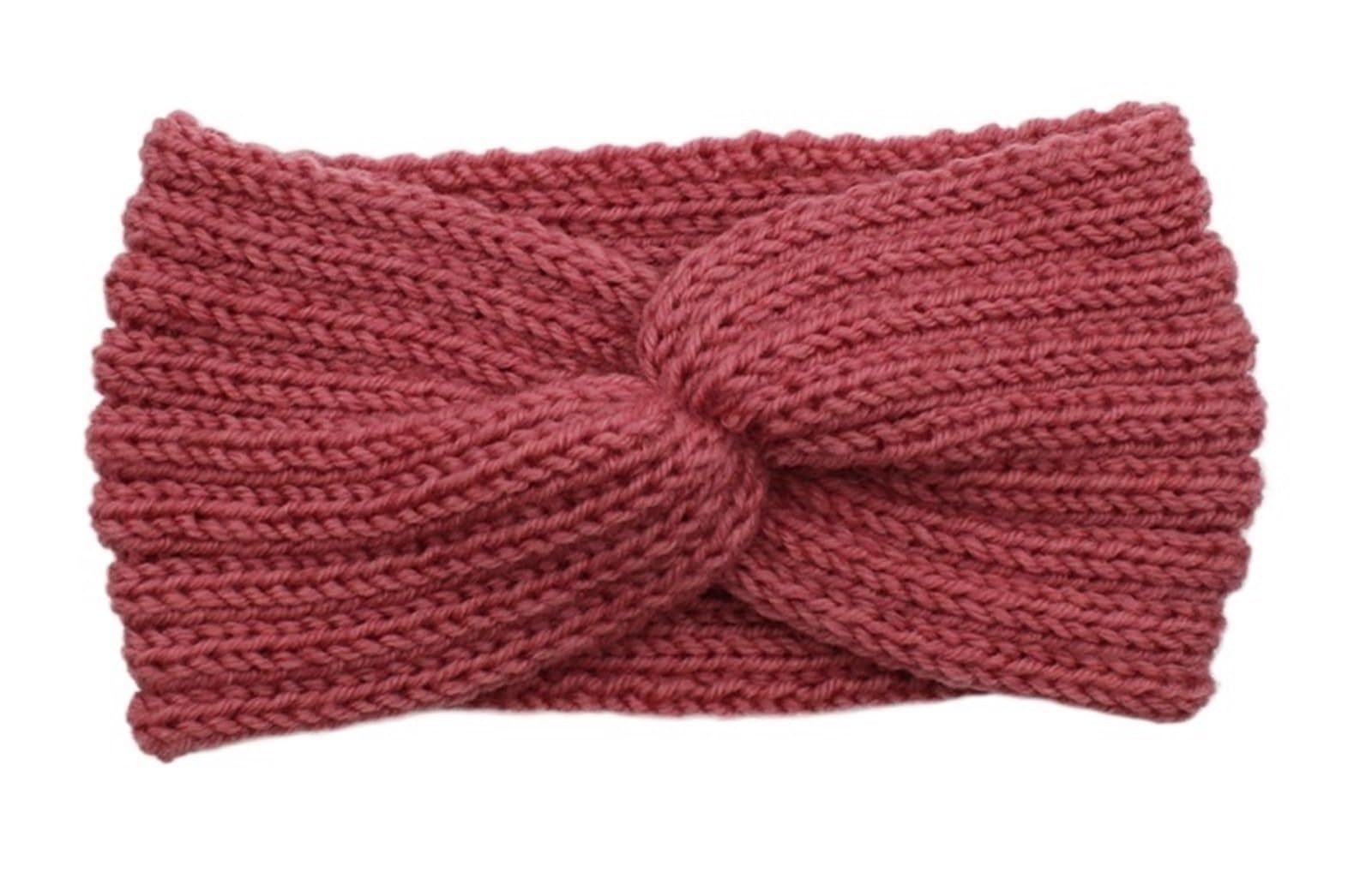 Stirnband 3PCS Perle Gestrickte Kreuz Stirnbänder for Frauen Mädchen Handgemachte Haar Zubehör Herbst Winter Headwear Ohr Wärmer Elastische Haarband Winter Stirnband(Pink B)