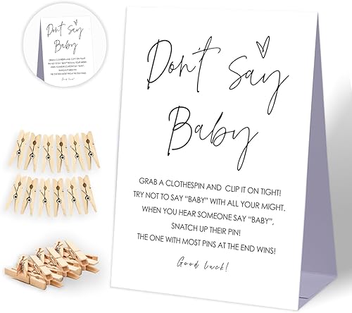 Juego de Baby Shower Don't Say Baby Shower, decoraciones de baby shower, decoraciones rústicas para baby shower, decoraciones neutrales para baby