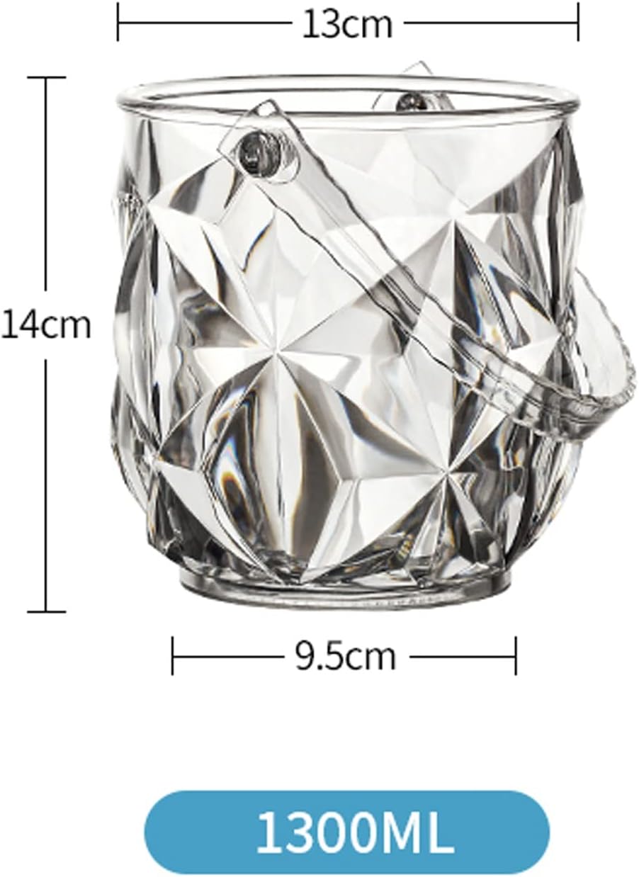 Ice Bucket 1.3 Liter Ice Bucket Wine, Clear Acrylic Tub for Drinks and Parties, Food Grade, Perfect for, Champagne or Beer Bottles Beverage Ice Tub