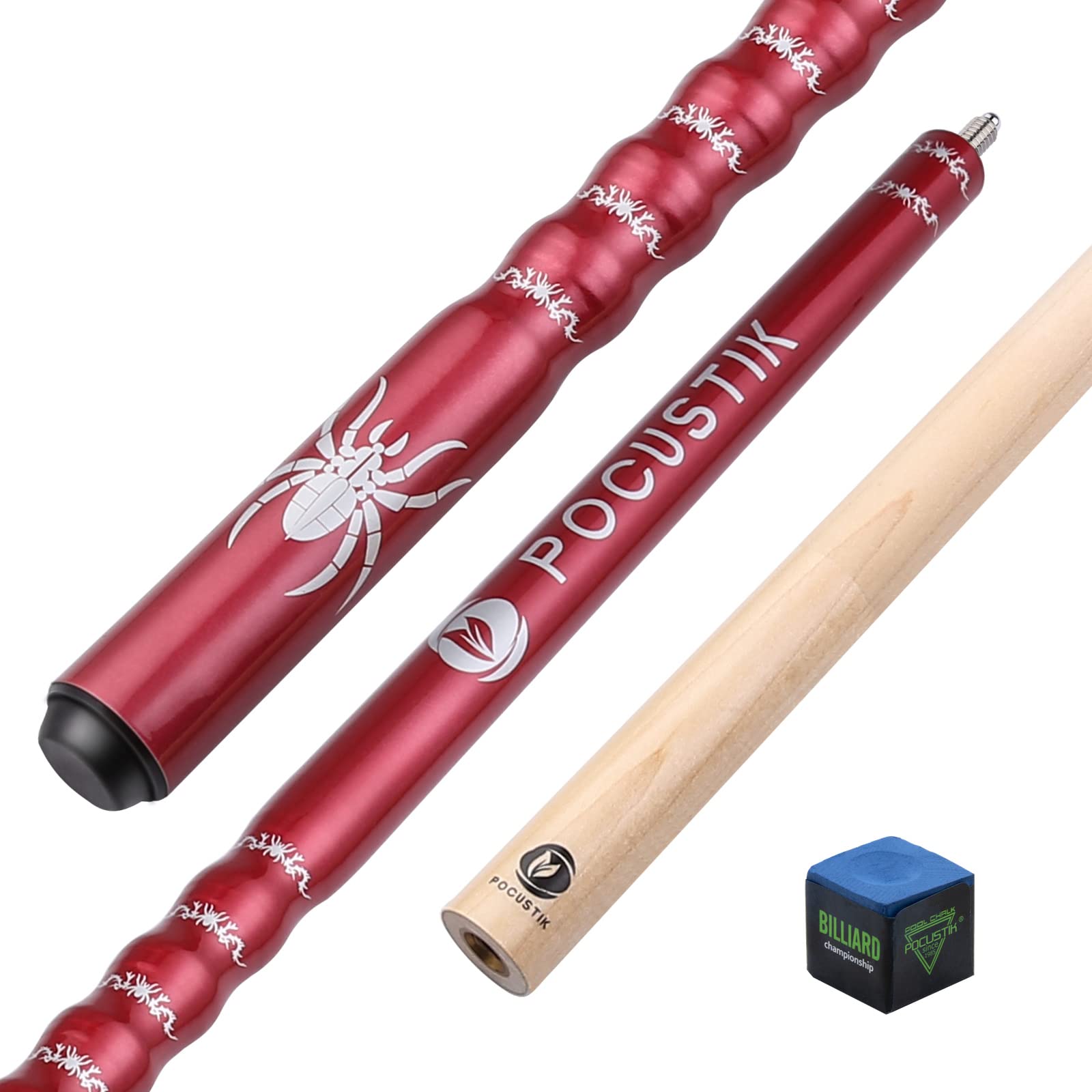 POCUSTIK Pool Cue Stick, 58" 2-Piece Professional Billiard Cue Sticks Canadian Maple, House Bar Ergonomic Pool Stick for Men Women -Wnie,18Oz