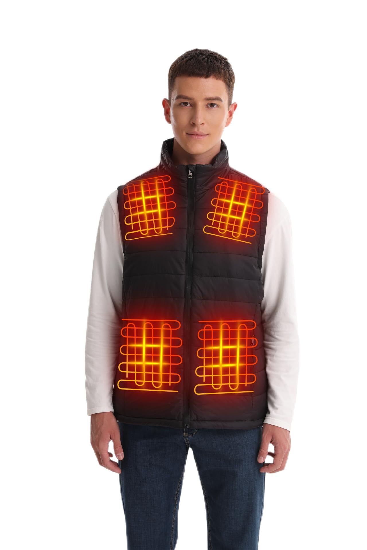 Veste Chauffante Homme, Électrique USB Vêtement de Chauffage avec 13 Zones(Noir,XXL)