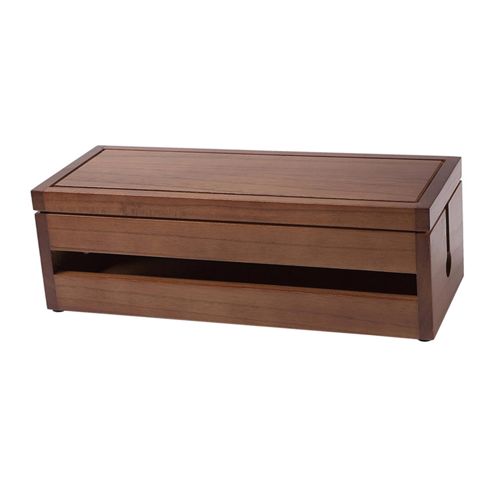 Kabelbox aus Echtem Fortune Paulanienholz mit Mehrseitigem Hohlraum zur Wärmeableitung und Multifunktionalem Design zur Aufbewahrung von Netzsteckern und Kabeln in Kaffee