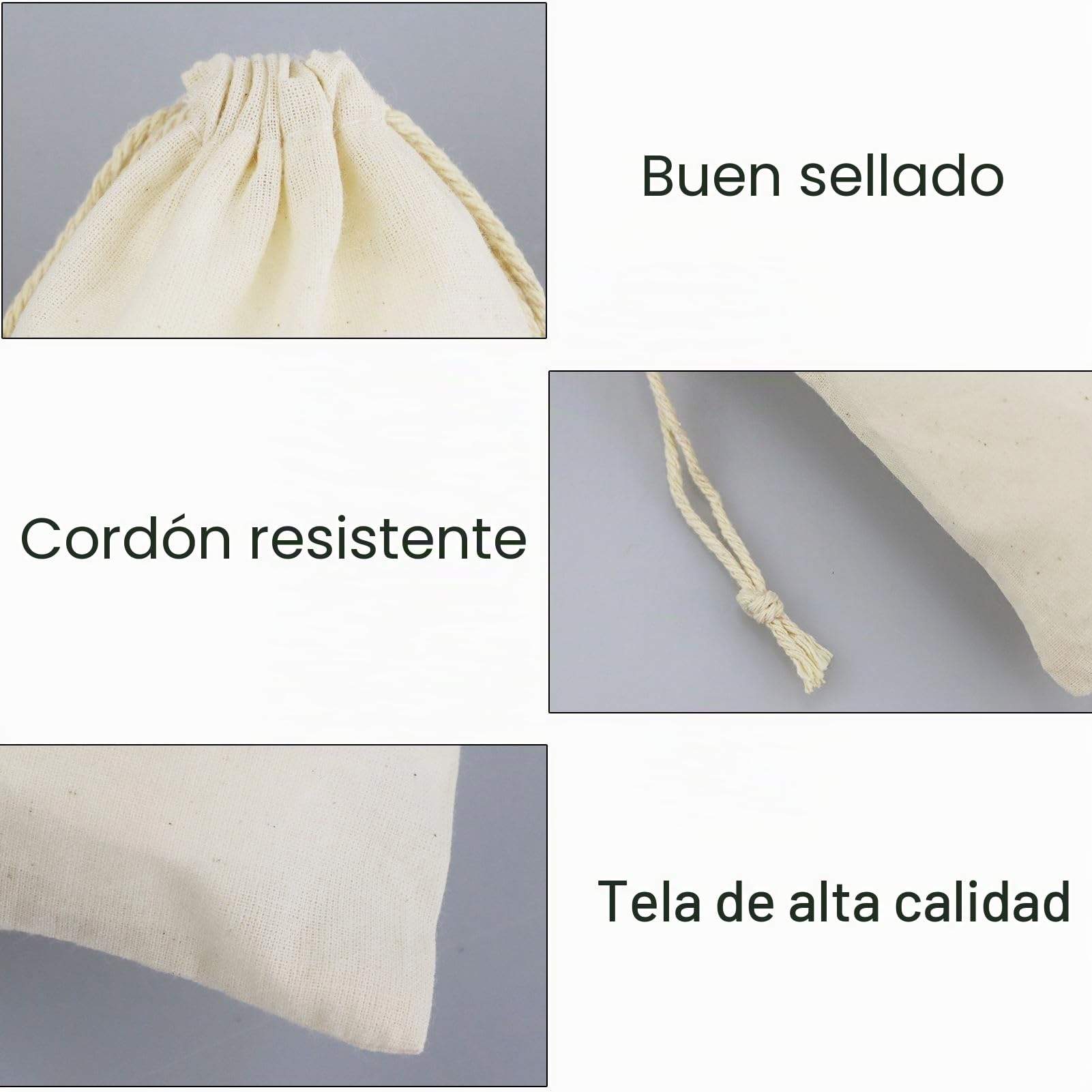 50 piezas de 15 x 10 cm de saquitos de algodón con cordón, pequeños bolsos de tela para guarderías de niños – bodas y fiestas - bolso DIY sostenible para regalos para pintar en color natural
