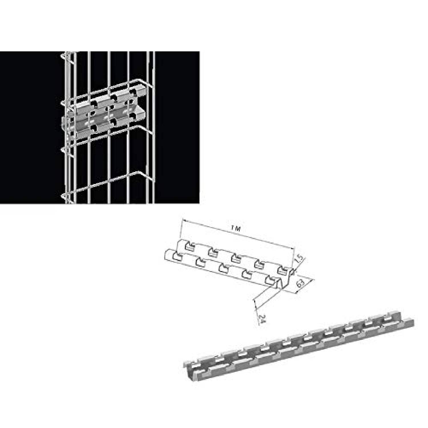 管楽器・吹奏楽器 STEEL ORGANIZER Vertical Cable Organizer with D-Ring Hooks - 40U - 6 ft.