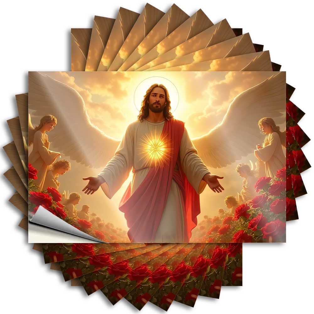 Tattoos Tall Holiday Laptop Jesus and Angels in A Garden of Roses - No Residue Decals for Darts(12X18CM)