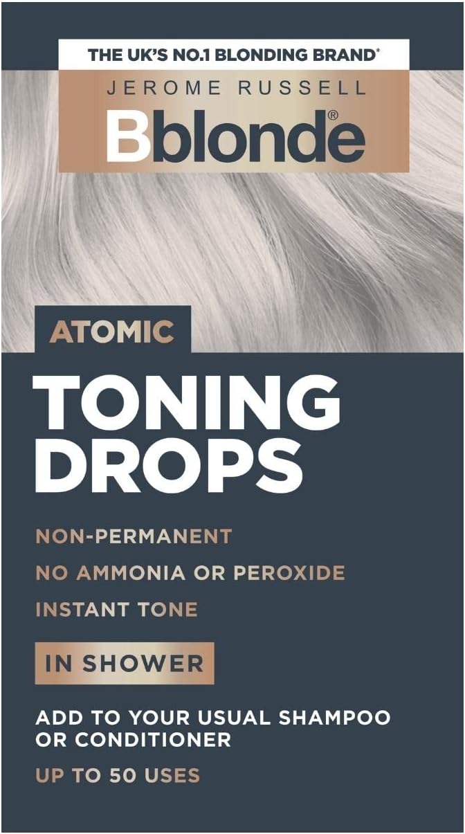 Bblonde Atomic Toning Drops - Non-Permanent Atomic Hair Toner, Refresh & Maintain Blonde Hair Dye, Add Drops in Shower with Shampoo or Conditioner, 50 Uses