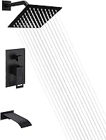 Vista 12 de sumerain Juego de grifo de ducha negro mate con boquilla de bañera de cascada y cabezal de ducha de mano, válvula de equilibrio de presión