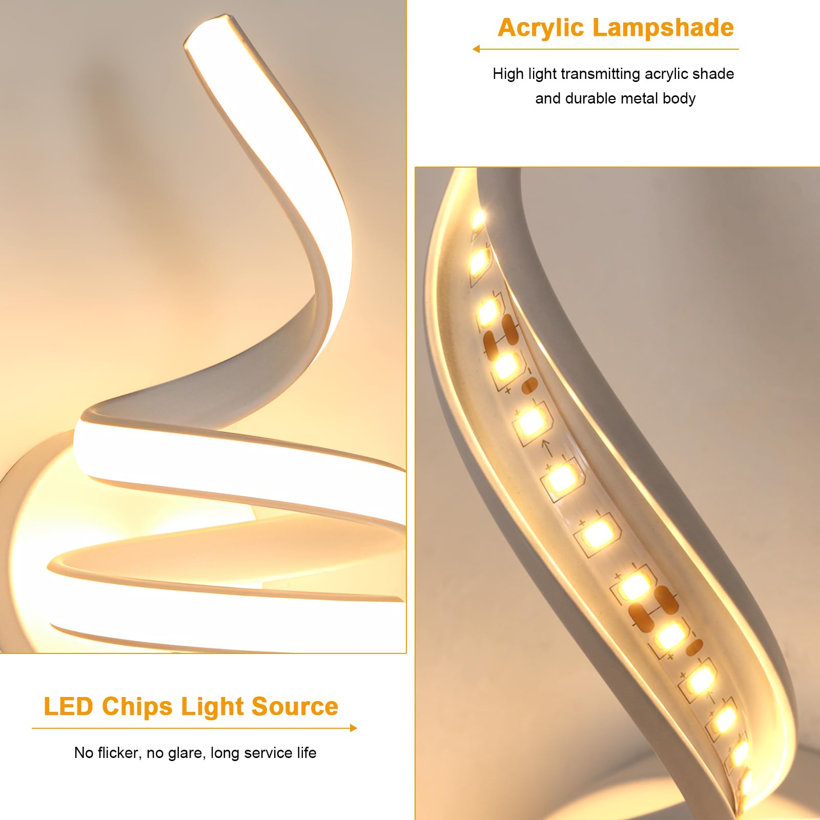 Goeco Applique da Parete Interno, 24W 2700LM 35 CM Lampada da Parete a Spirale in Acrilico 3000K Luce Bianco Calda, Applique LED a Muro Moderna per Camera Letto Soggiorno Corridoio, Bianco