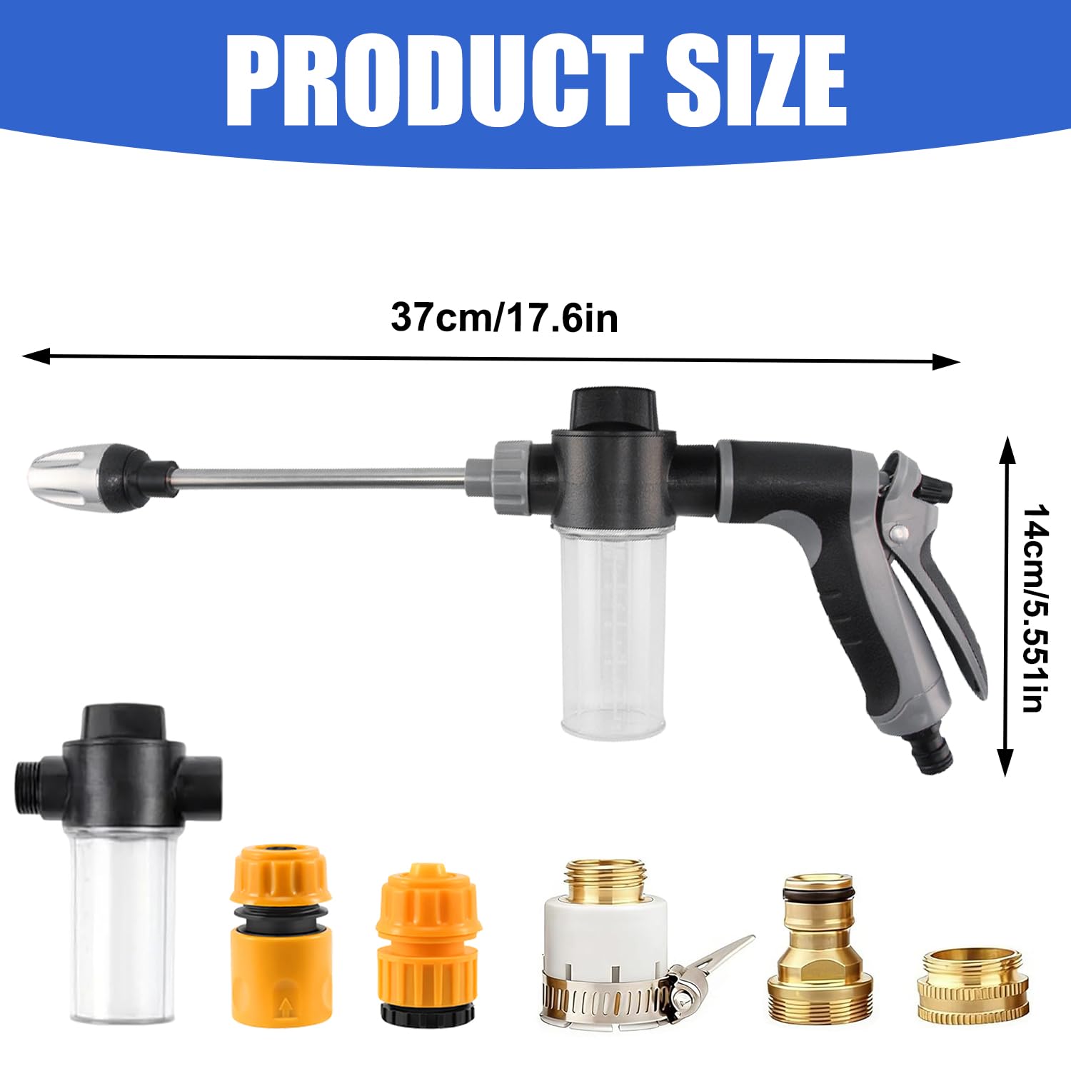 Pistola ad alta pressione Power Jet, TurboWasher per tubo da giardino, Power Jet Pistola ad alta pressione, Pistola Irrigazione Giardino, Pistola da Giardino in Metallo, per lavaggio auto (M1)