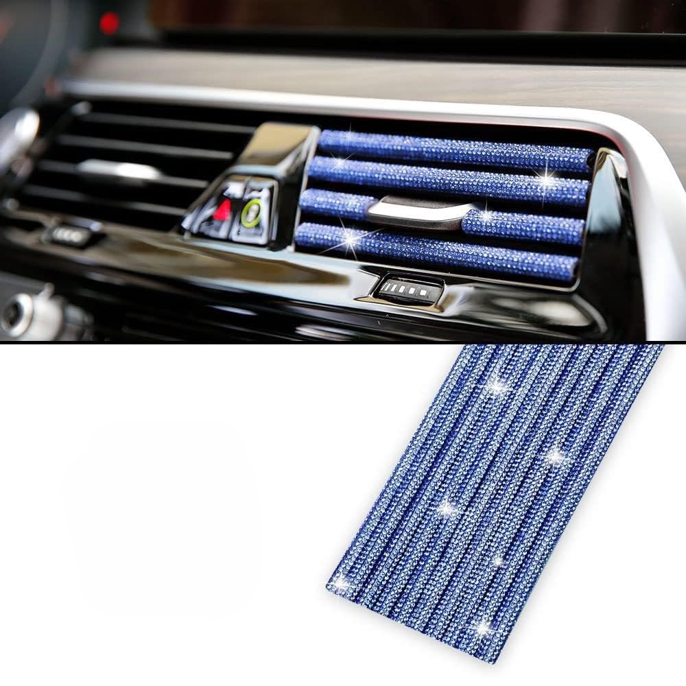 DHRYJGH 10PCS Bling Car Air Conditioner Decoration Strip, for Jeep Wagoneer WS 2022-2026, Bling Rhinestone Decor Air Vent Trim, Crystal Car Air Vent Covers,E-Blue