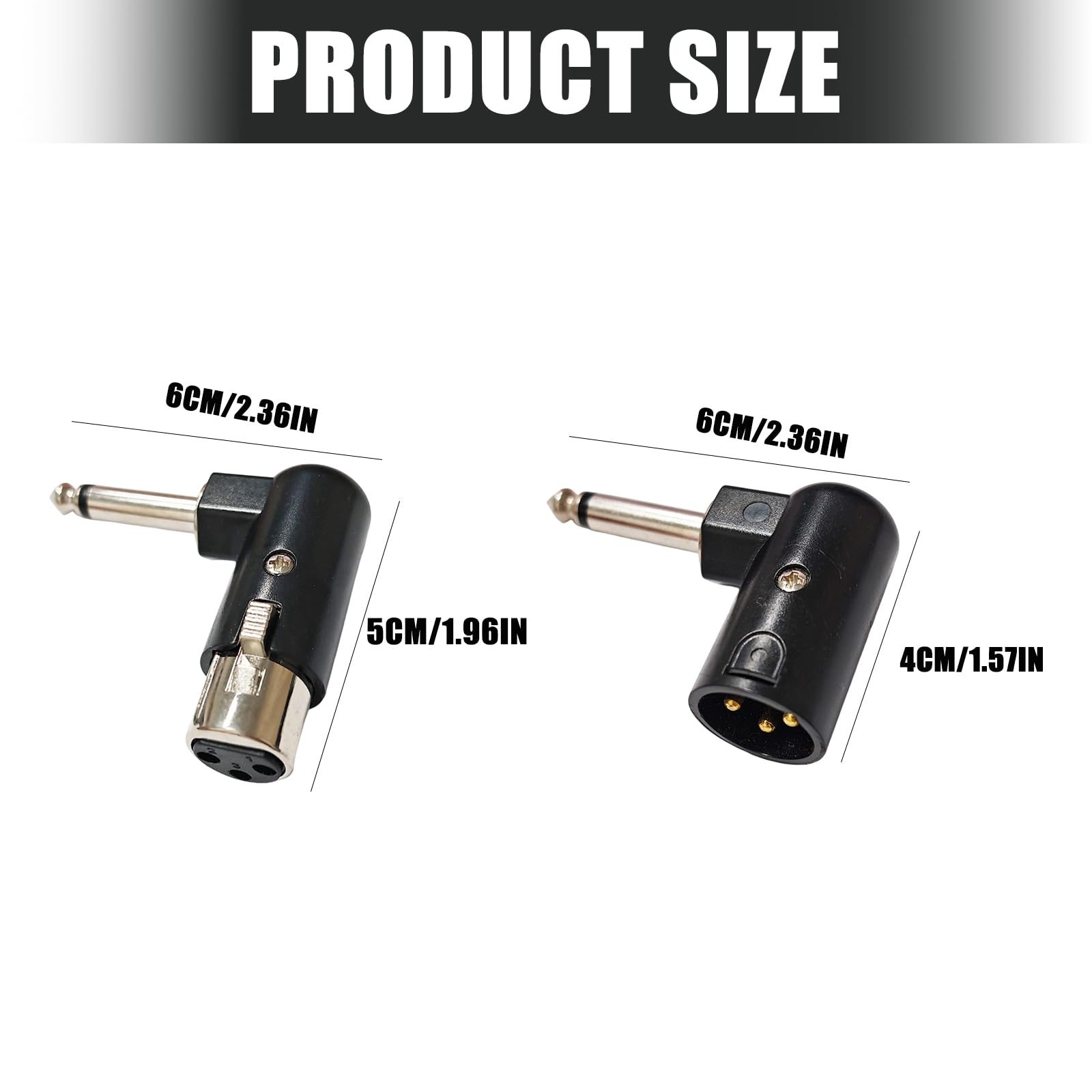 Adattatore ad angolo retto da 6,35 mm a XLR maschio/femmina per chitarre, tastiere e mixer