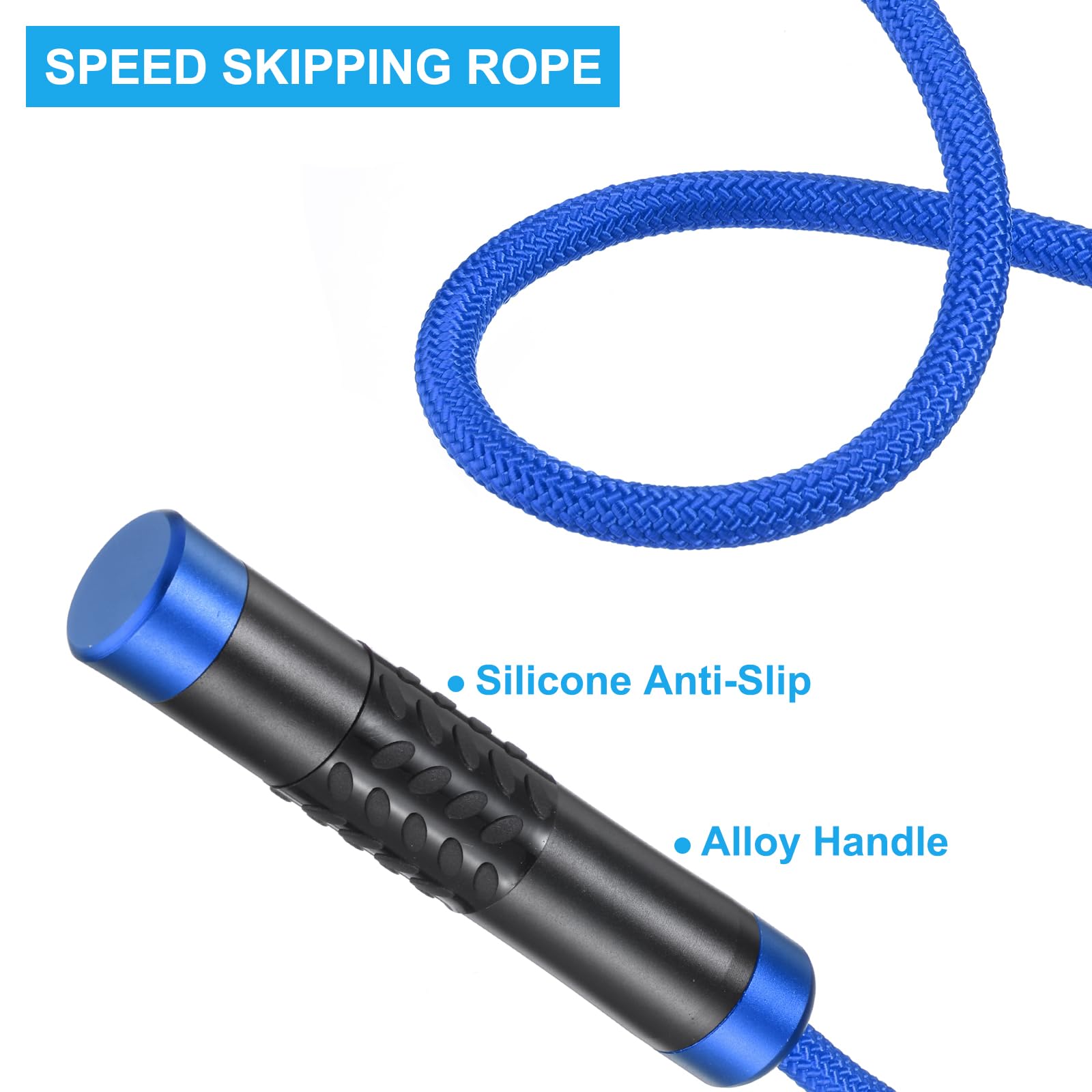 PATIKIL Corde Saltare Ponderate Fitness 1Lb, Corda Saltare Velocità Allenamento 9mm Tessuto Cotone & 9mm Corda Pvc Solido Cuscinetto Sfera Girevole per Uomini Donne Esercizio Aerobico, Blu