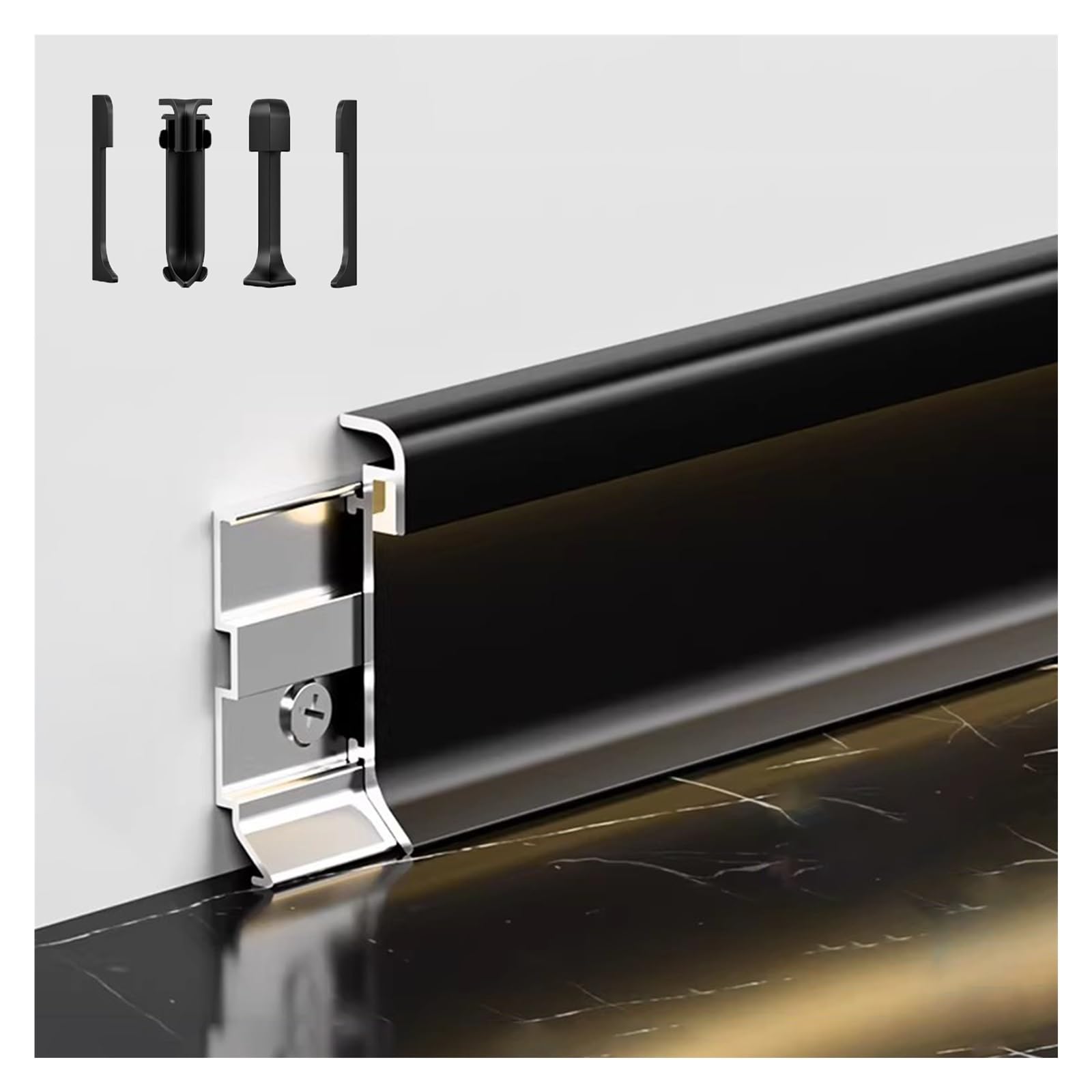 HAIXHX 10er-Pack LED-Fußleistenleuchten, Aluminium-Sockelleisten