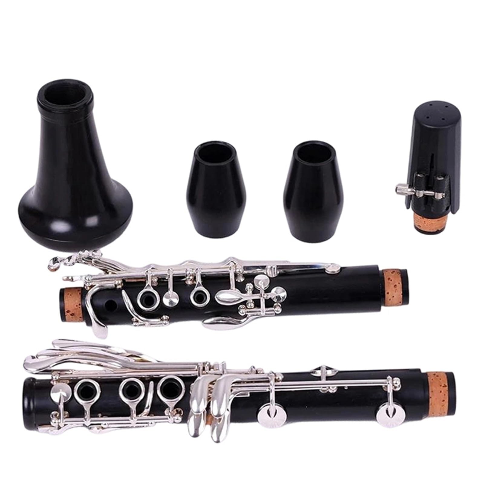Clarinete De Ébano BB Tono 18 Teclas Plateado Cobre Instrumento Musical Madera Maciza