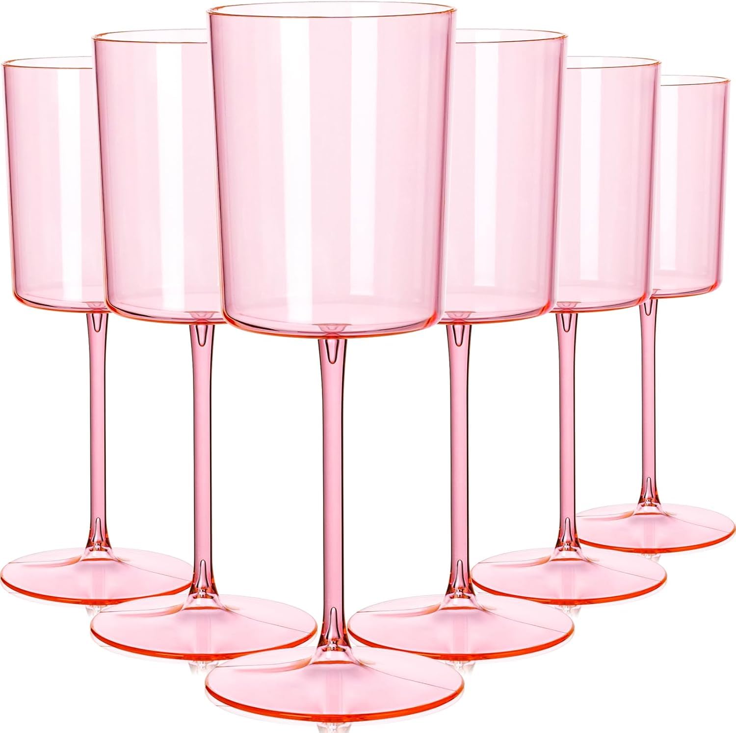 Ciaell 12 Pack Pink Plastic Wine Glasses for Weddings Outdoor Gatherings