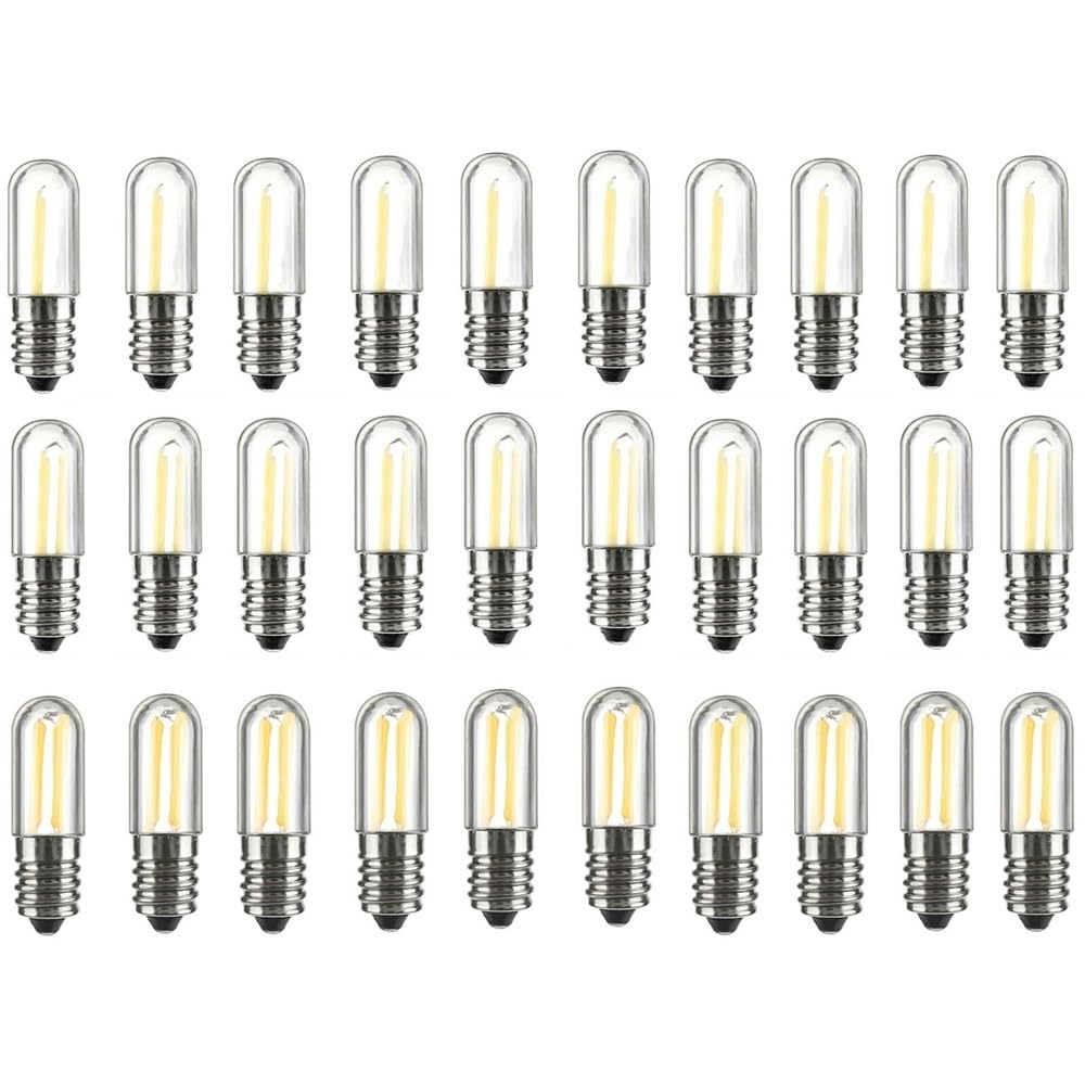HHF Iluminación del hogar, Paquete de 20 Bombillas de filamento LED AC220V E14 1W/2W/4W Mini lámparas COB refrigerador congelador máquina de Coser iluminación(Warm White,E14 4W)
