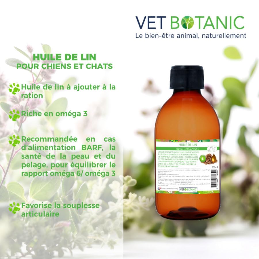 Huile de Lin Chiens et Chats, Souplesse Articulaire et Santé du Pelage, 250ml – Image 3