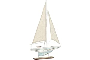 14" Vintage Style Rustic Brown Wooden Sailboat Sculpture