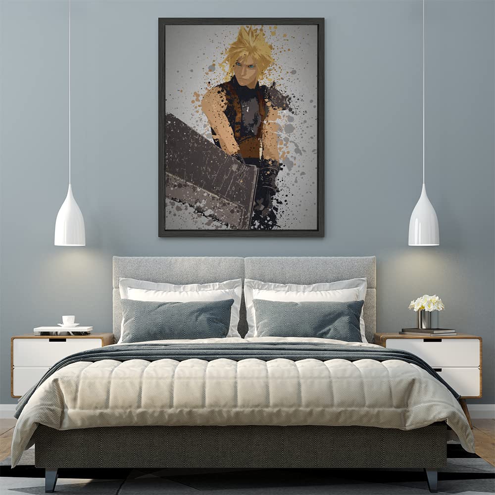 VERRE ART Black Floater Framed Canvas - Wall Decor for Living Room, Bedroom, Office, Hotels, Drawing Room (45in x 60in) - Midgar Mercenary