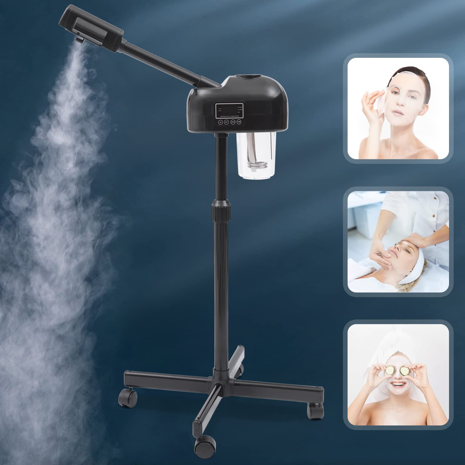 750w Professioneller Gesichtsdampfer Ozon HeißDampffunktion Gesichtsdampfer Face Steamer Facial Steamer Gesicht DampfgeräT Lcd-Bildschirm Mitesser Entfernen Hautalterung Reduzieren Höhe Einstellen