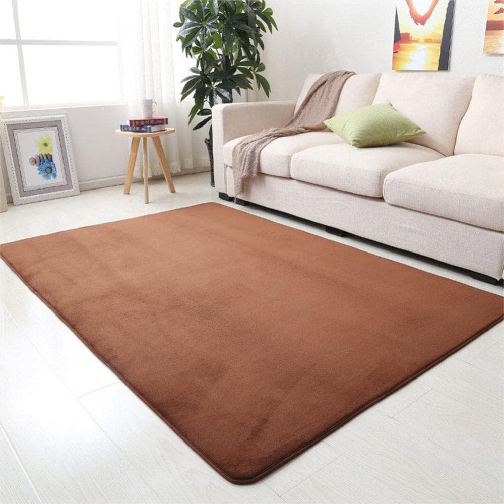 Tapis de salon grand format moderne abstrait doux antidérapant LUNEZY marron