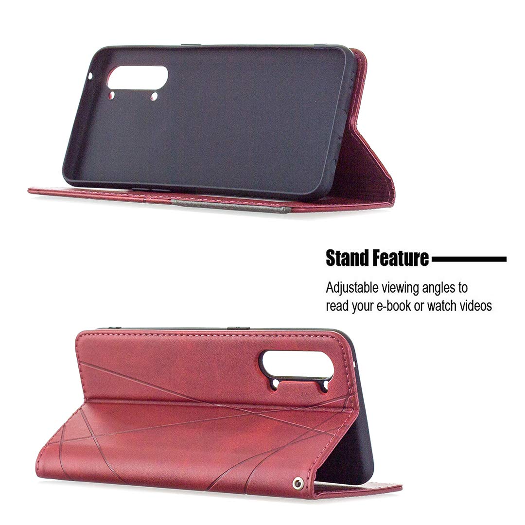 Jielangxin Cover per Oppo Find X2 Lite,Custodia in Pelle Custodia per Oppo Find X2 Lite CPH2005 Custodia Case Cover Red