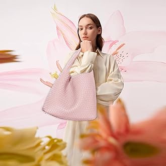 Women Vegan Leather Hand-Woven Tote Handbag Fashion Shoulder Top-handle Bag All-Match Underarm Bag with Purse