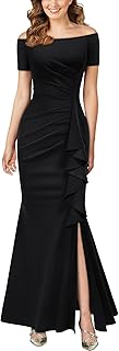 Women's Elegant Off Shoulder Ruffle Formal Evening Long Dress - Buy now