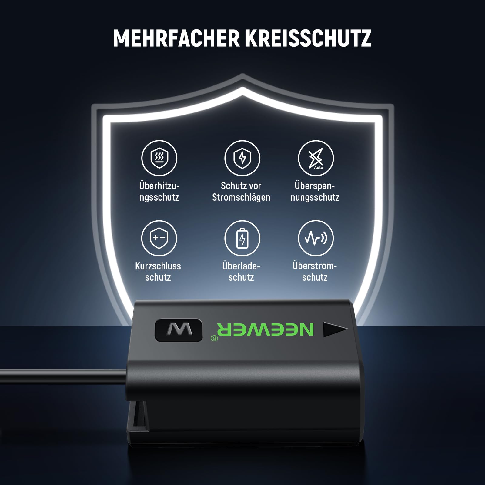 NEEWER D Tap to NP-FW50 - Fälschungsakku mit V-Kabel, stabile Dauerspannung für Sony ZV-E10 A3000 A5000 A5100 A6000 A6100 A6300 A6400 A6500 A7 II A7R II