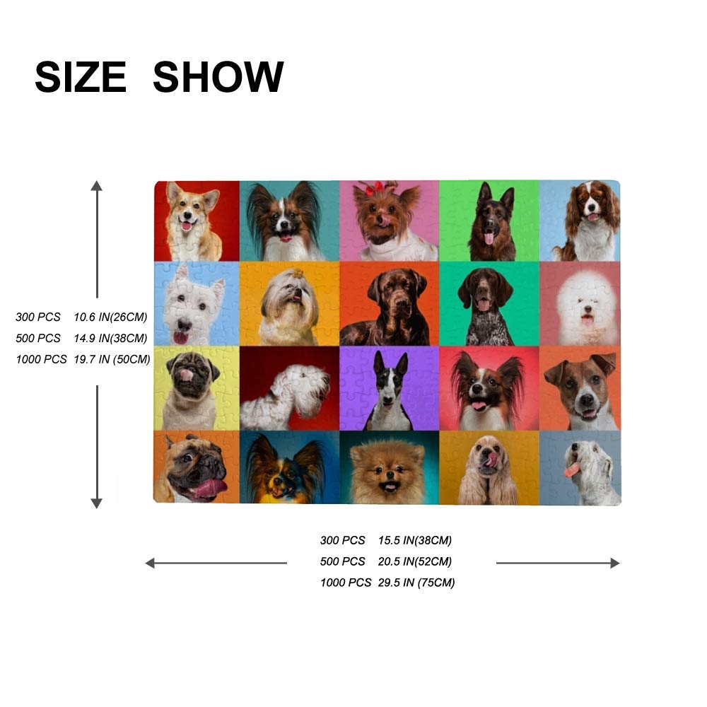 Puzzle 1000 Pezzi Per Adulti – Colorato Collage Di Cani – Blueforest – Dimensioni 68x50 Cm Con Poster E Lettere Sul Retro