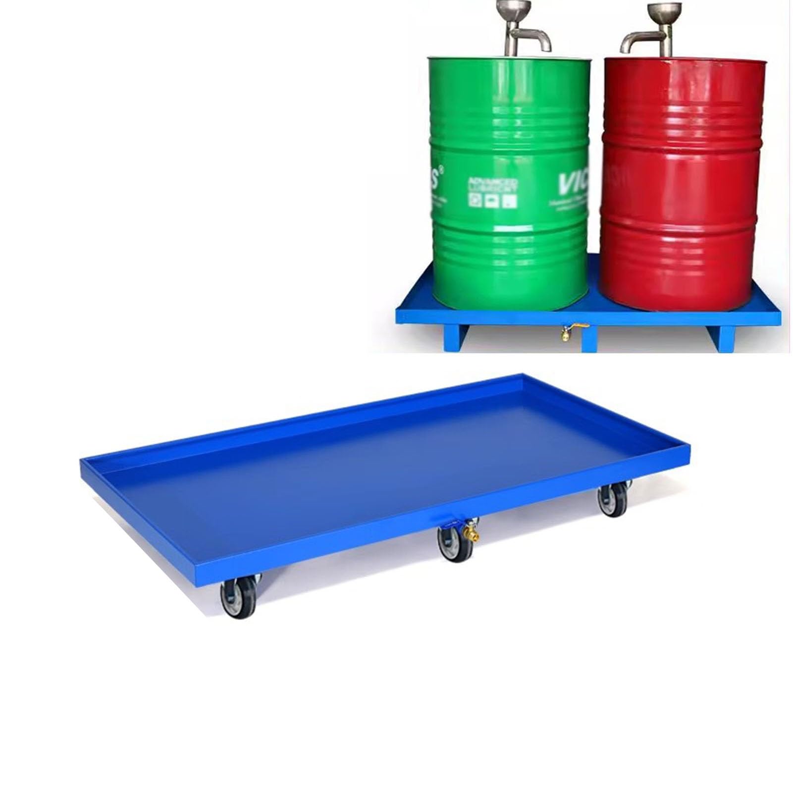 Palety podłogowe z kratkami odpływowymi, stojakami na artykuły i kieszeniami na wózek widłowy, nośność 500 kg, do przechowywania w domu i magazynu (A-Blue, 125 x 65 x 15 cm)