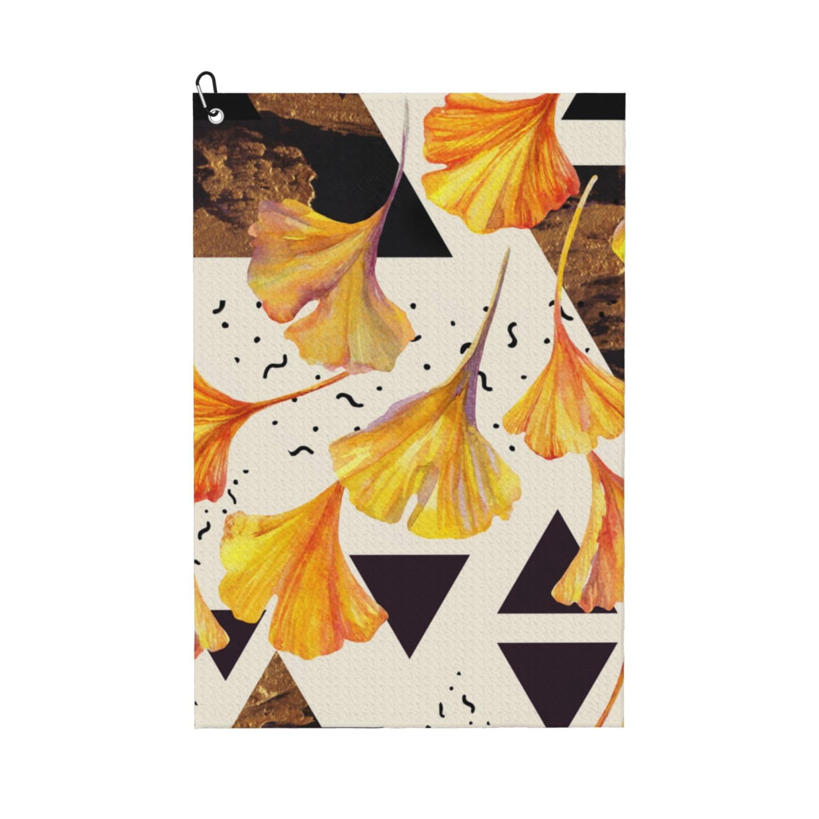 Hnnkloy Autumn Colors Ginkgo Leaves, 16x24 in Portable Waffle Golf Towels with Carabiner Clip for Golf Bag