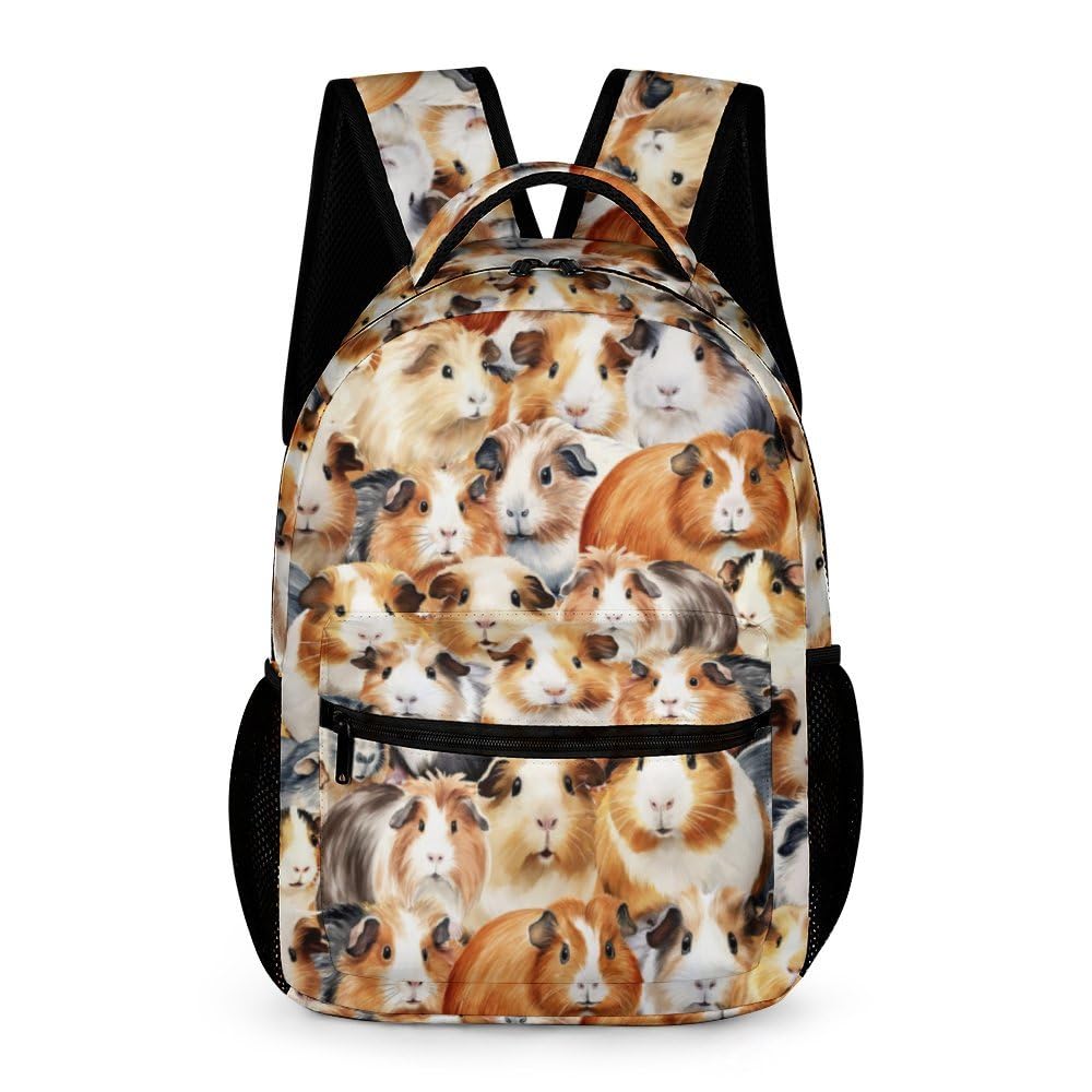 ZCJB-WSRY Guinea Pig Backpack for Kids Girls Boys School, 16 Inches Cute Guinea Pig Theme Bookbag, Adjustable, Lightweight, Large Capacity, Colorful