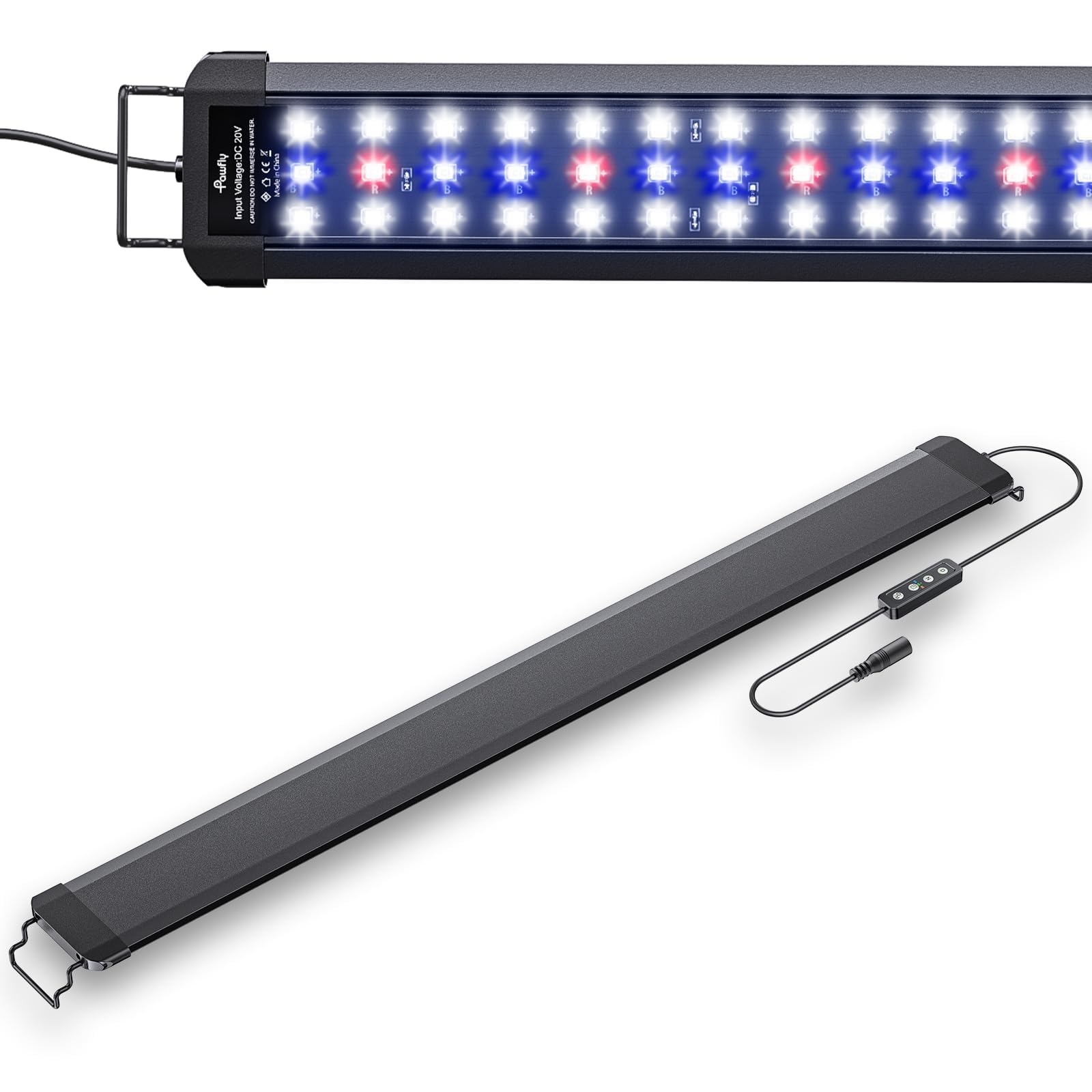 Pawfly Luz de acuario para tanques de 75 a 90 cm, 21 W lámpara para pecera, espectro completo, lámpara LED extensible con temporizador, modos día/noche y brillo ajustable para agua dulce