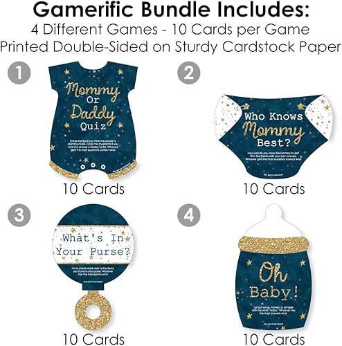 Miniatura 3 de Big Dot of Happiness Twinkle Twinkle Little Star - 4 juegos de baby shower - 10 tarjetas cada uno - Who knows Mommy Best, Mommy or Daddy Quiz,