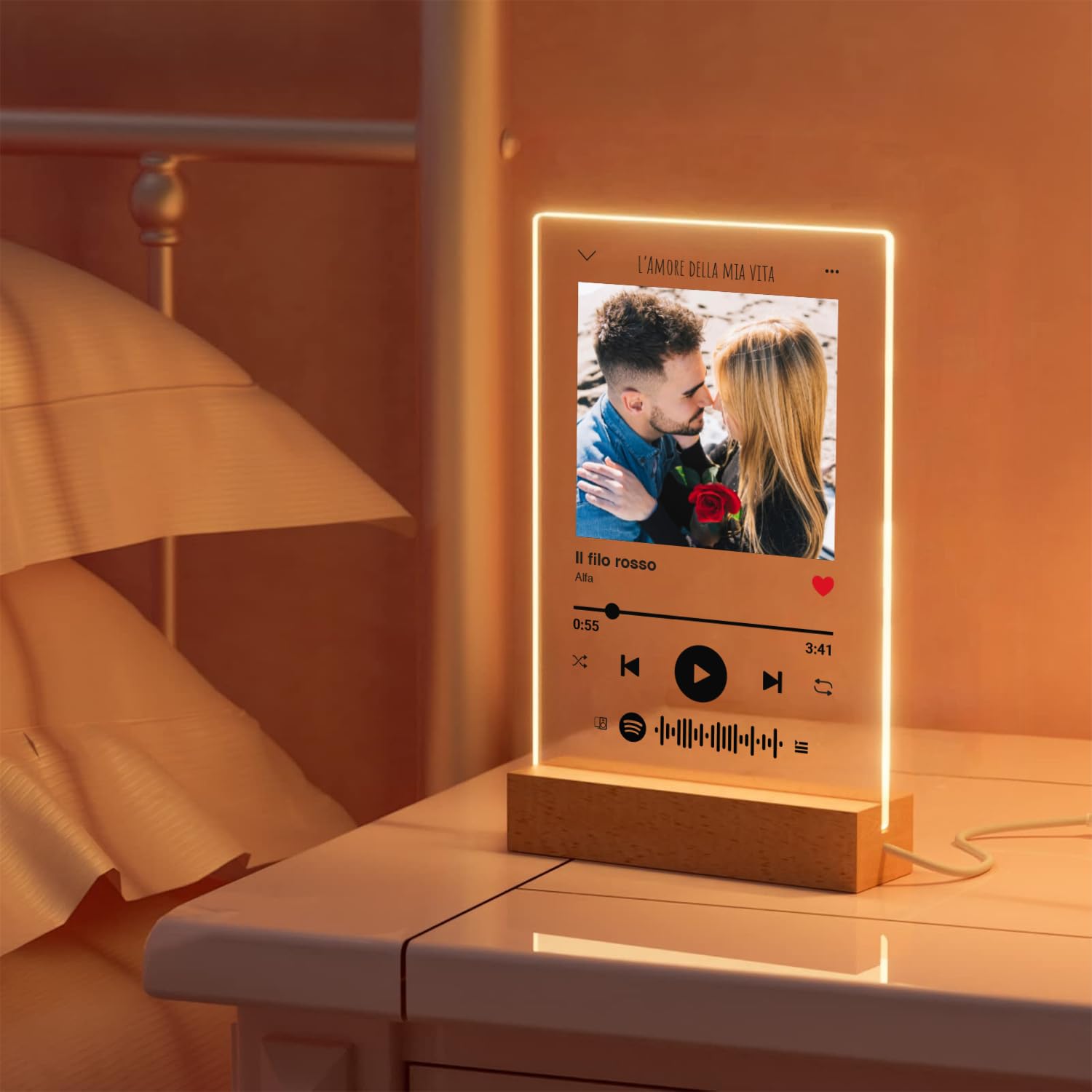 Targa Spotify personalizzato - Targa musicale personalizzata in plexiglass idea regalo nome canzone artista foto compleanno fidanzati matrimonio anniversario festa mamma papà Natale