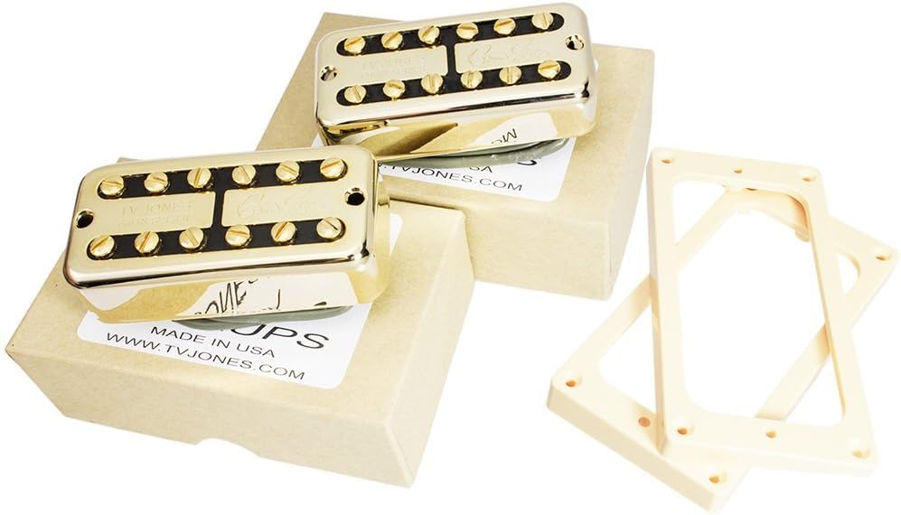 Brian Setzer Neck & Bridge Pickup Set, Gold, Universal Mount, With Cream EM-1 Mounting Rings