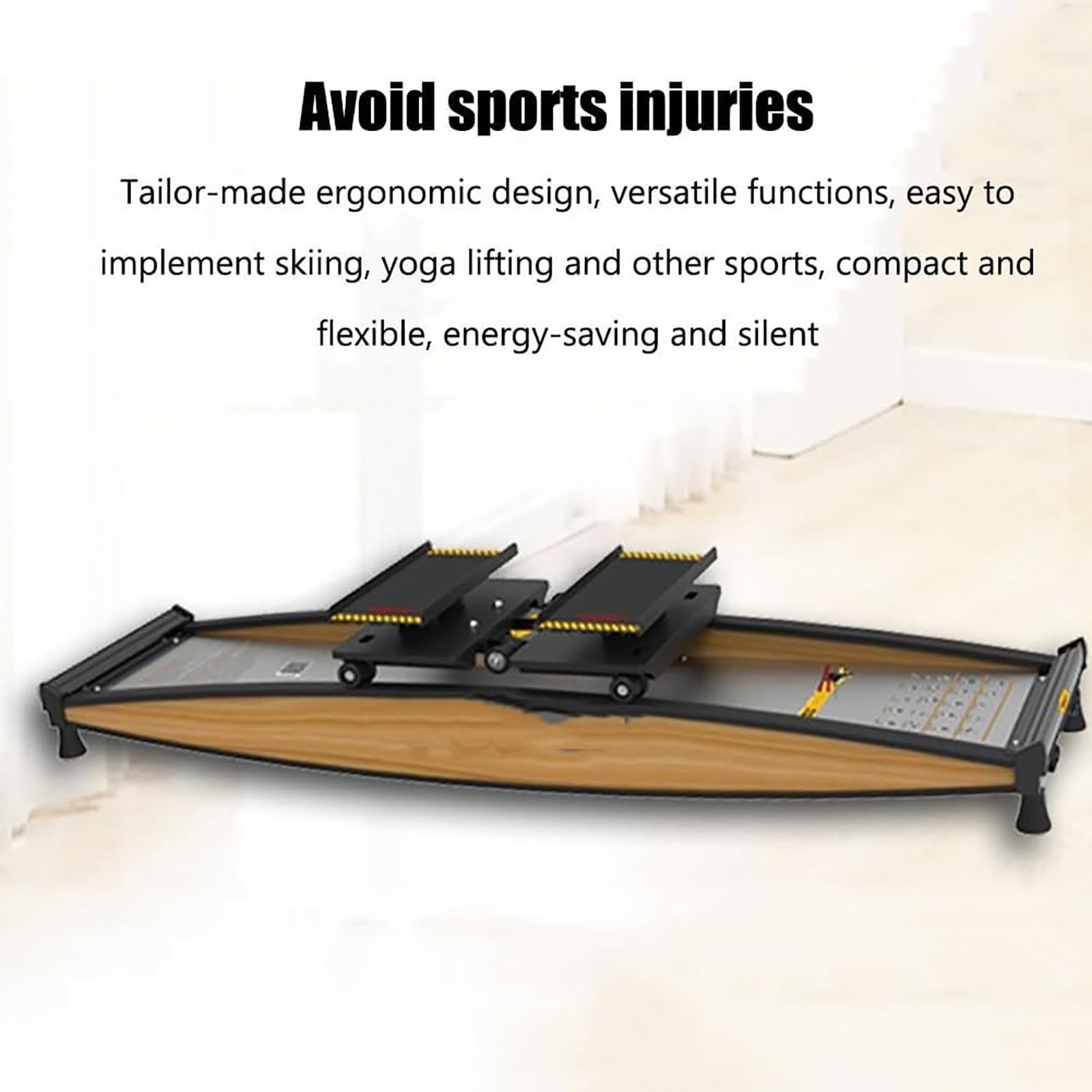 Máquina De Entrenamiento Con Simulador De Esquí, Simulador De Entrenamiento De Esquí Con Rodillos De Goma Silenciosos, Carga De 150 Kg Y 6 Niveles De Resistencia Ajustable, Absorción De Impactos