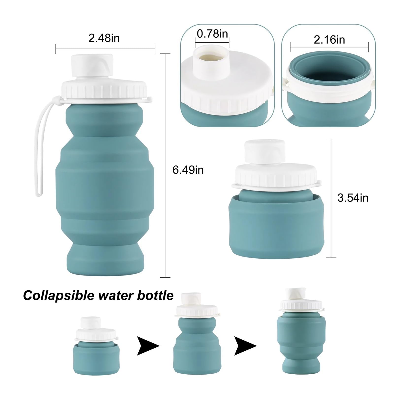 Faltbarer handlicher Becher aus Silikon, Mini-Trinkbecher, gerader Becher, niedlicher Handbecher for den Außenbereich, teleskopischer Druckwasserbecher, tragbar Faltbare Reisetasse(Blue)