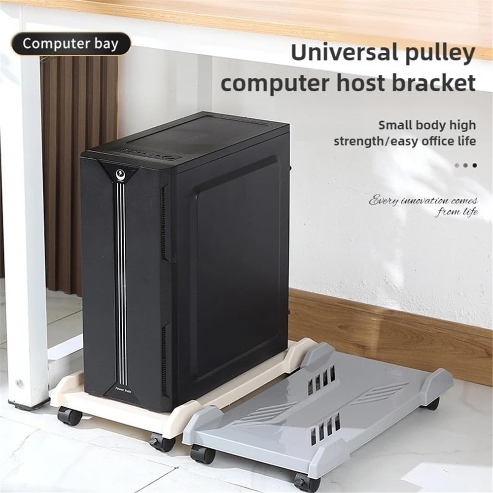 Soporte móvil para CPU con 4 ruedas debajo del escritorio, se adapta a la mayoría de carcasas de computadora de torre media, carrito duradero para una fácil movilidad y nización (gris)