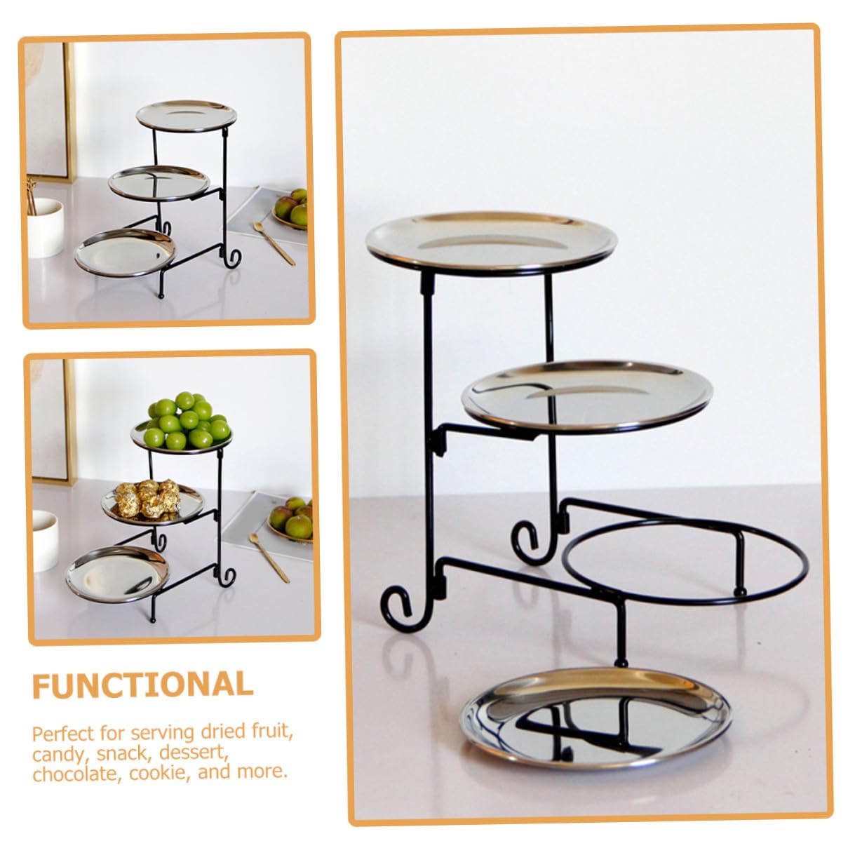 Gatuida Soporte en Acero Inoxidable de 3 Niveles para Pasteles Servir