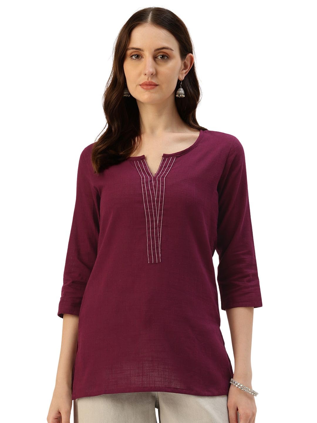 feranoid Elegant Short Kurti for Women – 3/4 Sleeves | Round Neck | (S to XXL)-picture-53