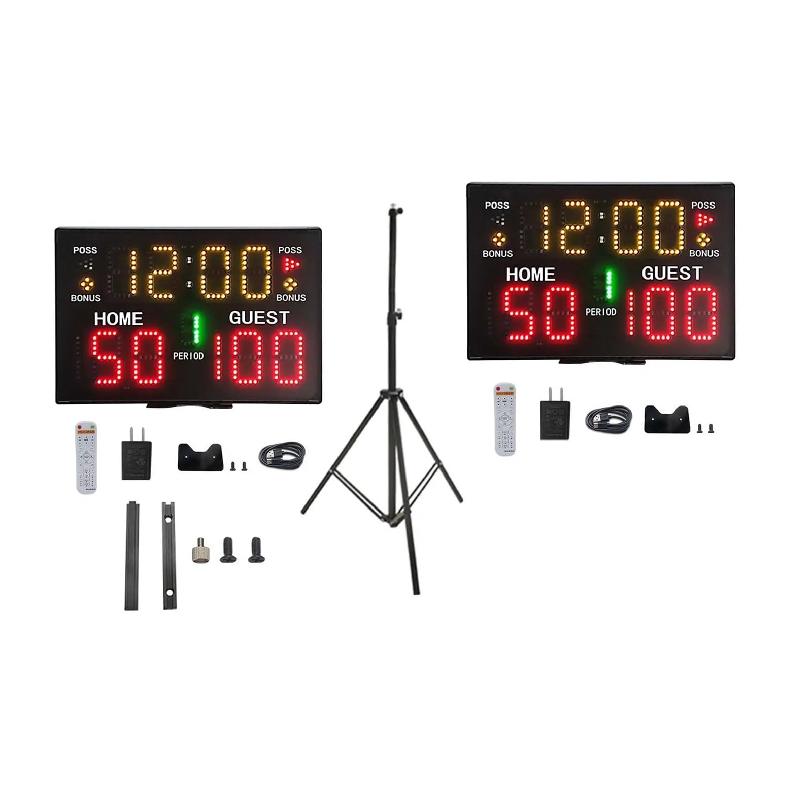 Tabellone segnapunti Digitale Portatile Orologio da Parete elettronico a Batteria Montato a for pallavolo, Tennis, Basket