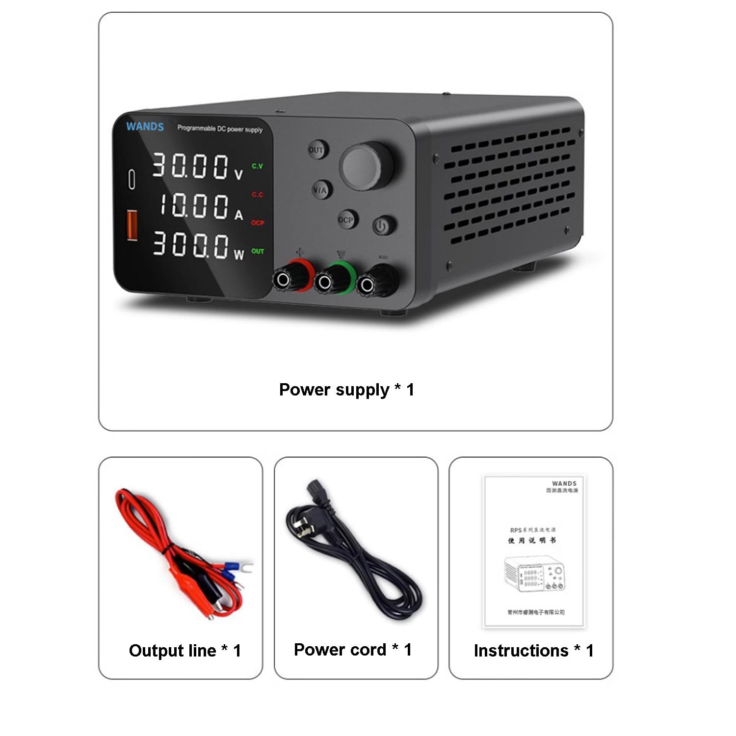 Alimentatore da Banco Regolabile Variabile Laboratorio 4 Cifre Display, for la Manutenzione del Laboratorio Software for PC 30V 10A 5A 60V,SPPS-S1203R