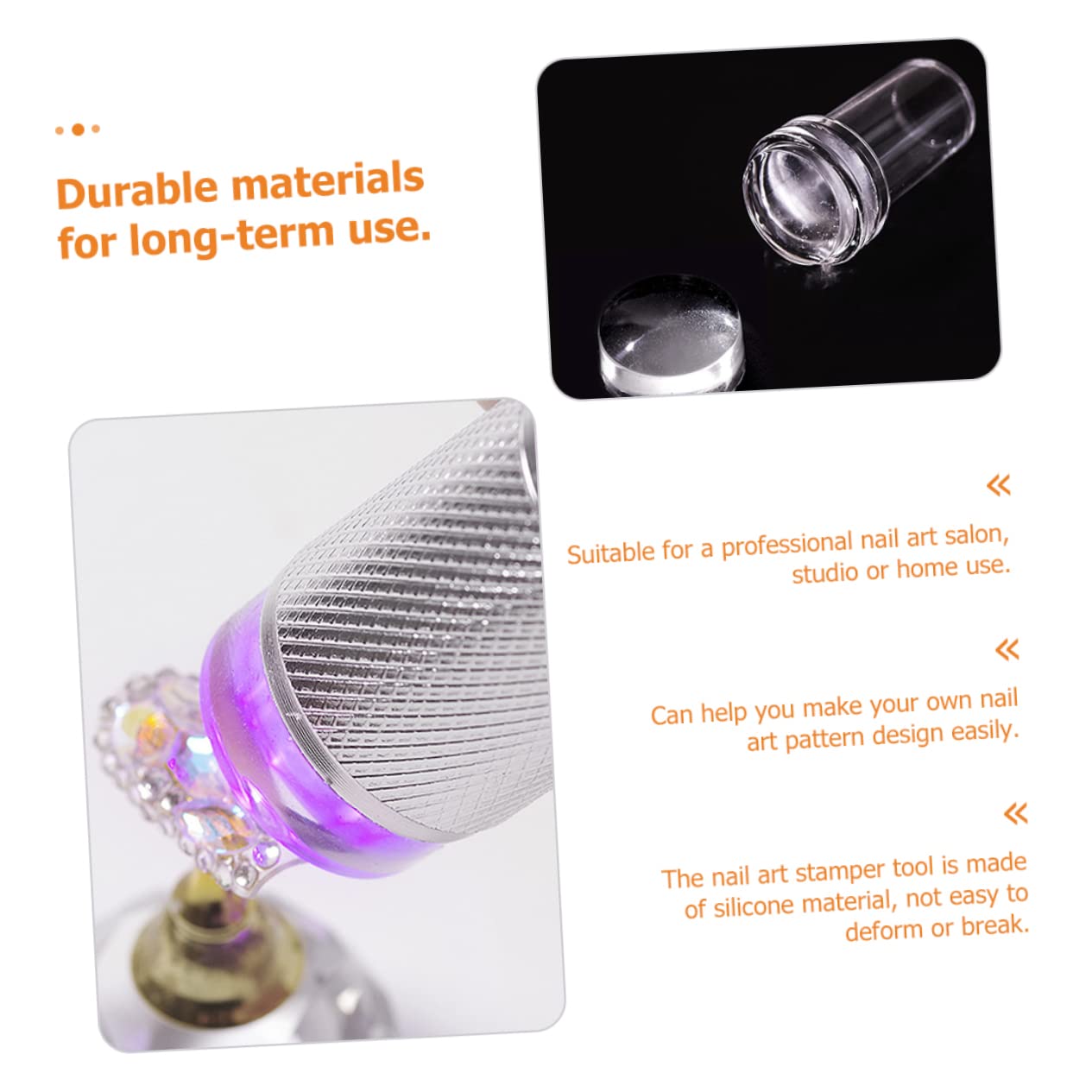 Healvian 32 Piezas sello de silicona para uñas estampador de uñas nail stamper kit de uñas de gel estampador suave transparente herramientas para uñas Francés clavo